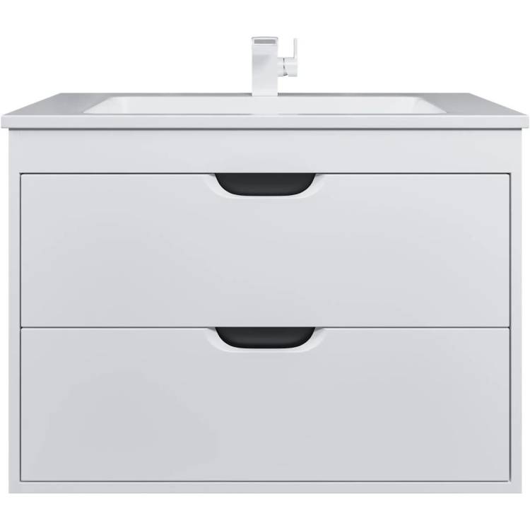 Тумба с раковиной Uperwood Modul 393020560 подвесная, матовая, белая, графит, 80 см