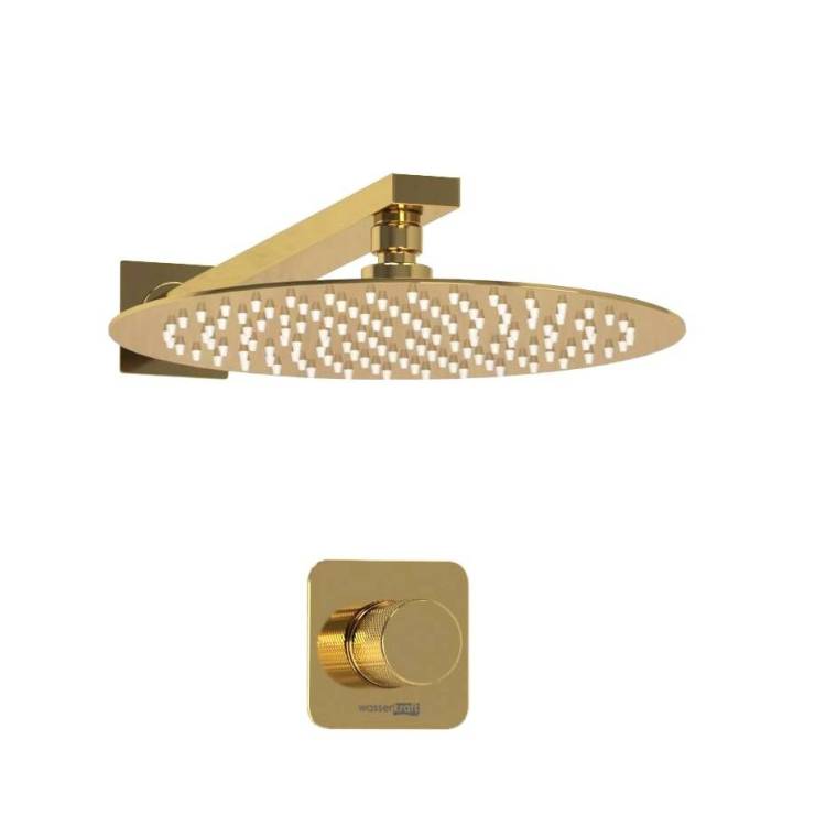 Душевой комплект Wasserkraft Ems A7651.183.208 с верхней душевой насадкой, золотой, встраиваемый
