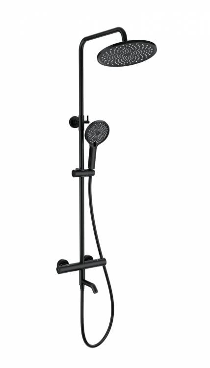 Душевая стойка Wonzon & Woghand WW-B3065-T1-MB с термостатом, черный