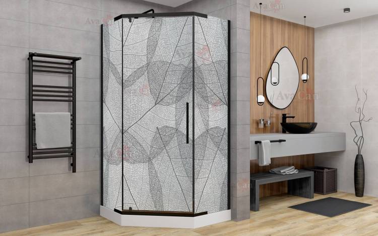 Душевой уголок AvaCan PB100MT профиль черный, стекло матовое, 100x100x195