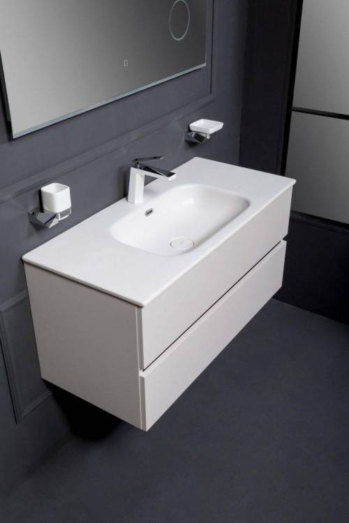 Тумба под раковину Armadi Art Vallessi 837-100-C mat 100x46 см кашемир матовый 2 полки