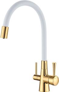 Смеситель для кухни Lemark Comfort LM3075G-White с гибким изливом