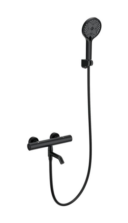 Смеситель для ванны Wonzon & Woghand WW-B3013-A1-MB с душем и термостатом, черный матовый