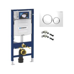 Система инсталляции для унитазов Geberit Duofix UP 320 111.300.00.5 кнопка белая, глянцевый хром