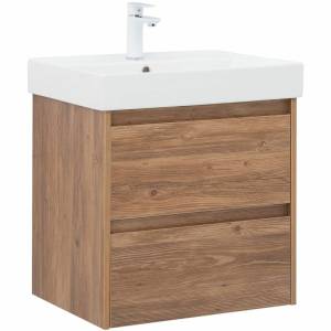 Тумба с раковиной Aquanet Nova Lite 60 305235 подвесная, дуб шоколадный