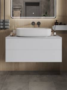 Тумба с раковиной Orange Отто Ot-100TuMDF+B07-675W белая глянцевая, 100 см