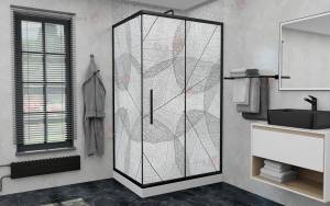 Душевой уголок AvaCan FB-120-SB80MT профиль черный, стекло матовое, 140x80x195