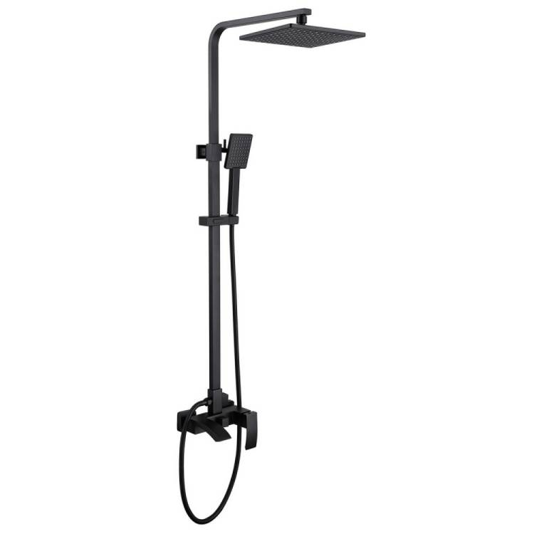 Душевая стойка Abber Wasserfall AF8616BL с изливом, черная матовая