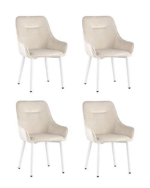 Набор из 4 стульев Stool Group Диана MC101-2 KD HLR-2 X4 кремовый, ножки белые