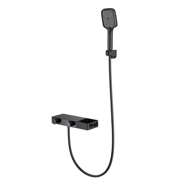 Смеситель для ванны Wonzon & Woghand WW-B2551-MB термостатический, с душевым гарнитуром, черный матовый