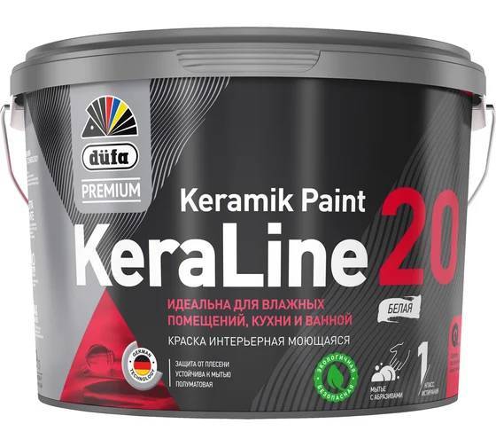 Краска для влажных помещений Dufa Premium KeraLine Keramik Paint 20 полуматовая прозрачная база 3 9 л