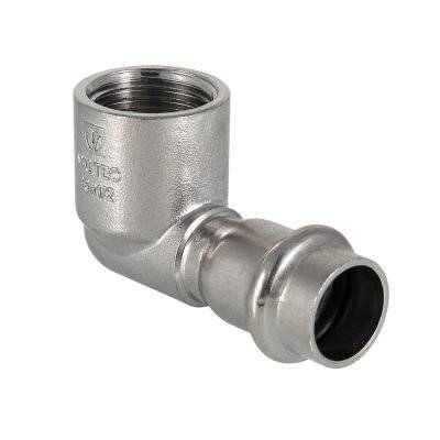 Угольник VALTEC из нержавеющей стали, 90 град. внутренняя резьба 15 x 1/2