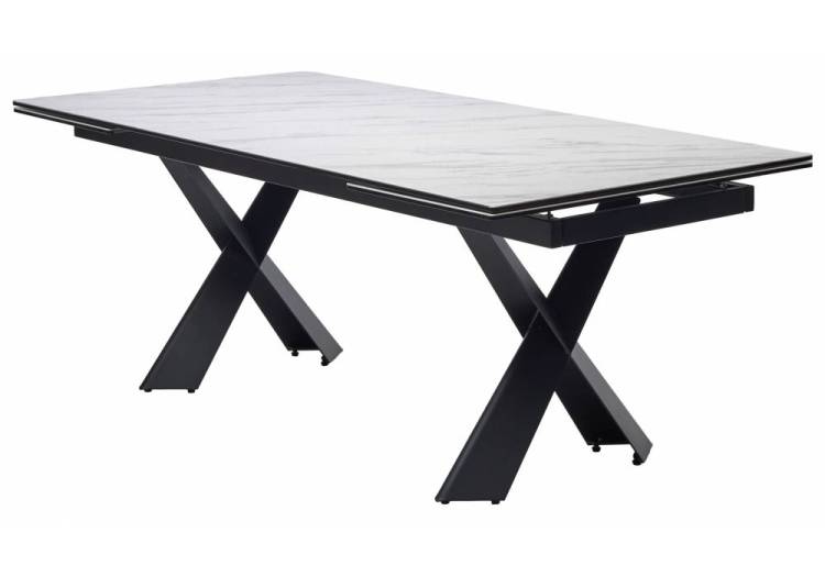 Стол Woodville Oristano 569448 итальянская керамика белый мрамор матовый marbles KL-99/черный 200(300)x100x76