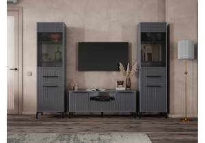 Стенка в гостиную Woodville Иадама 620688 графит, графит софт комплектация 4