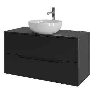 Тумба с раковиной Orange Line Li-100TubMDF+B07-420W черная матовая, 100 см