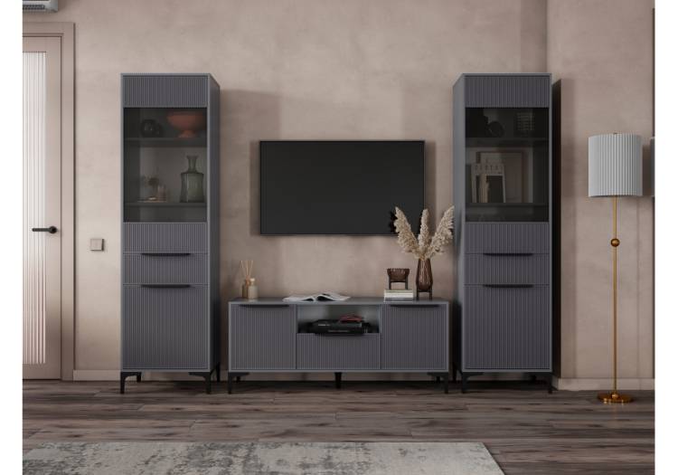 Стенка в гостиную Woodville Иадама 620688 графит, графит софт комплектация 4