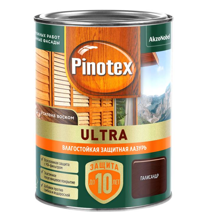 Пропитка декоративная для защиты древесины Pinotex Ultra AWB полуглянцевая палисандр 0.9 л