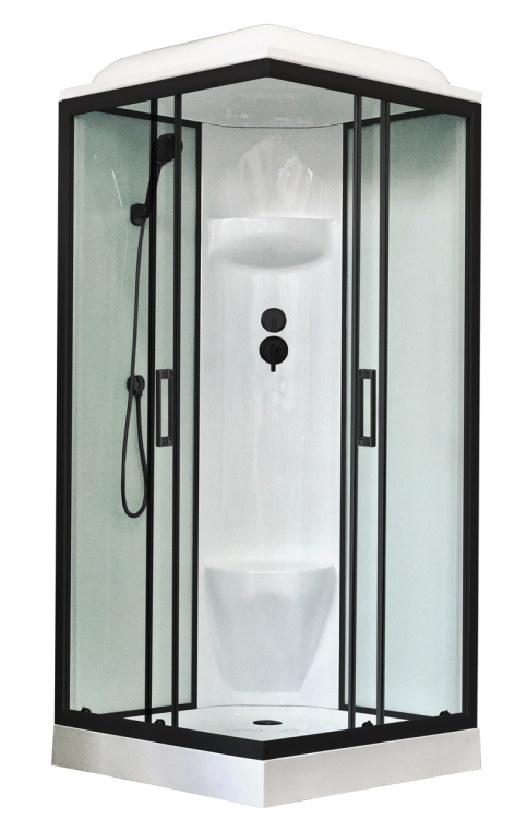 Душевая кабина Royal Bath НР RB80HP6-WT-BL профиль черный, стекло прозрачное, 80x80x217