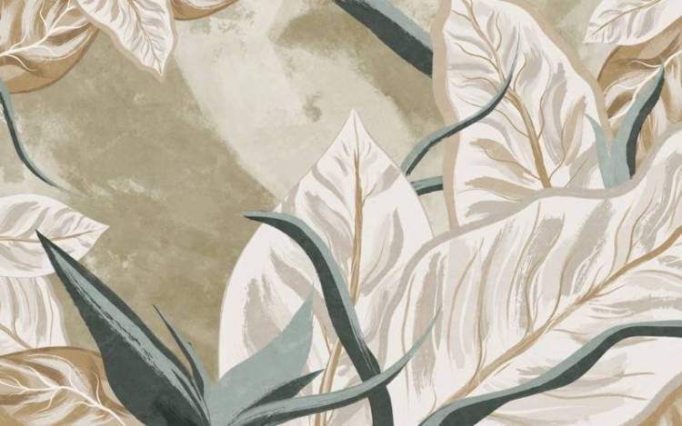 3D Фотообои Artegrafico «Крупные листья с бежевым оттенком» AVG-011 канвас