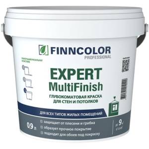 Краска для стен и потолков моющаяся Finncolor Expert Multifinish глубокоматовая база VVA 0.9 л