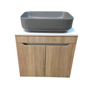 Тумба с раковиной Sintesi STL.W7021_SIN-LVB-APP-409GM подвесная, Дуб сонома, белый, темно-серый