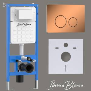 Система инсталляции для унитазов Iberica Blanca Inox-O IB001.8171 кнопка смыва розовое золото
