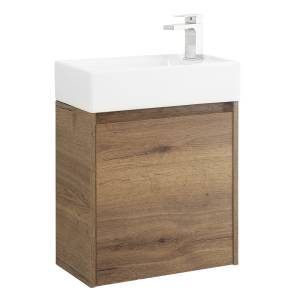 Тумба с раковиной Belbagno Kraft Mini KRAFT MINI-500/260-1A-SO-RT-R 49.4x25.6x50 Rovere Tabacco подвесная с распашной дверцей, правосторонняя