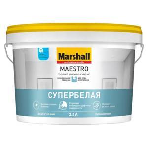 MARSHALL MAESTRO БЕЛЫЙ ПОТОЛОК ЛЮКС краска водно-дисперсионная для потолков, глубокоматовая (4,5л)