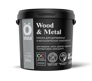 Краска универсальная по дереву и металлу Olsta Wood&Metal база C полуматовая бесцветная 0.9л
