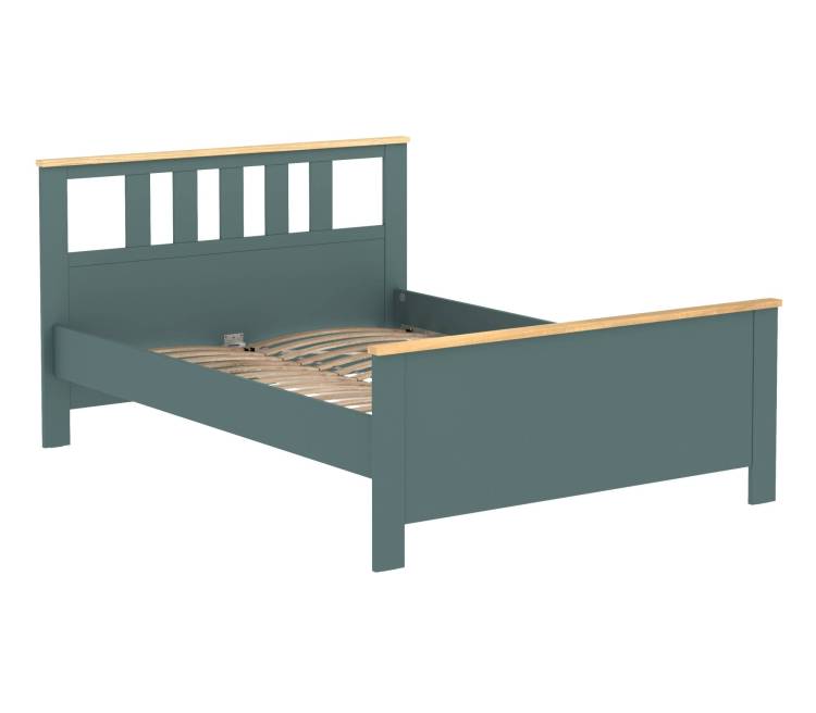 Кровать двуспальная 2.08.04.060.16 Гуд Лакк Сага Темно-бирюзовая/ясень