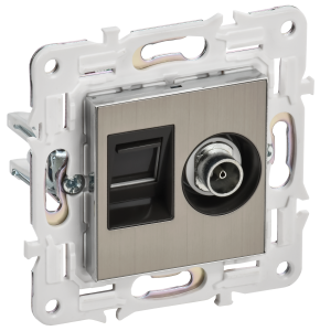 ТВ-розетка+Ethernet RJ45 IEK Skandy SK-AK20-2-K50 никель