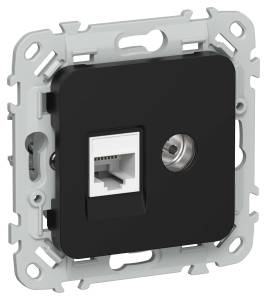 ТВ-розетка+Ethernet RJ45 IEK Flite FI-AK22-2-K02 черный