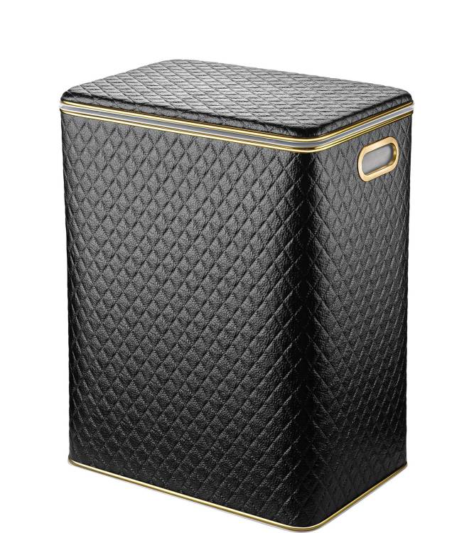 Корзина для белья Geralis CBG-S черная, золото, большая