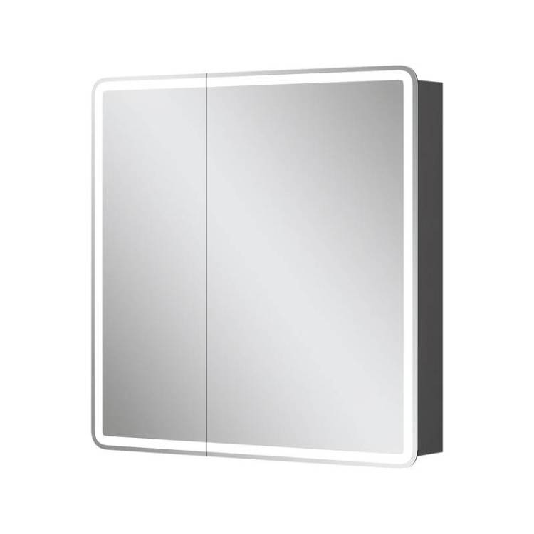 Зеркало-шкаф Equil Eltoro szELTR80 с подсветкой и розеткой, черный софт, 80x80