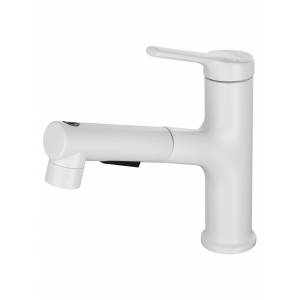 Смеситель для раковины Wonzon & Woghand WW-A40862-MW с выдвижным изливом, белый матовый