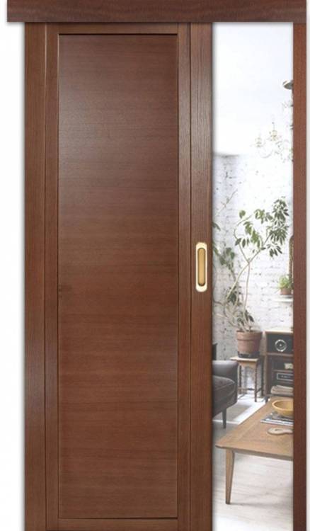 Раздвижная дверь шпонированная Milyana QDO глухая дуб палисандр 600x2000