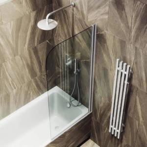 Шторка на ванну MaybahGlass MGV-638-5 профиль хром матовый, стекло бесцветное, 90x140