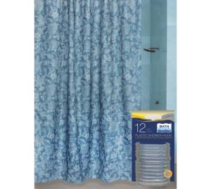 Штора для ванной Bath Plus Verdi akch1950 с кольцами, 180x200, синий