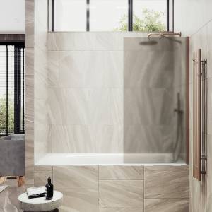 Шторка на ванну MaybahGlass MGV-73-2ш стекло бронза матовая, профиль бронза, 1400x500