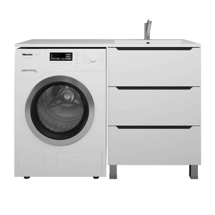 Тумба под раковину Uperwood Tanos 291020259 под стиральную машину, напольная, 3 ящика, белая, графит, 60 см