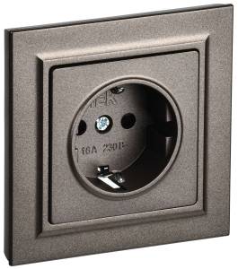 Розетка 1-местная с заземлением и шторками IEK Brite BR-R14-16-K45-F темная бронза