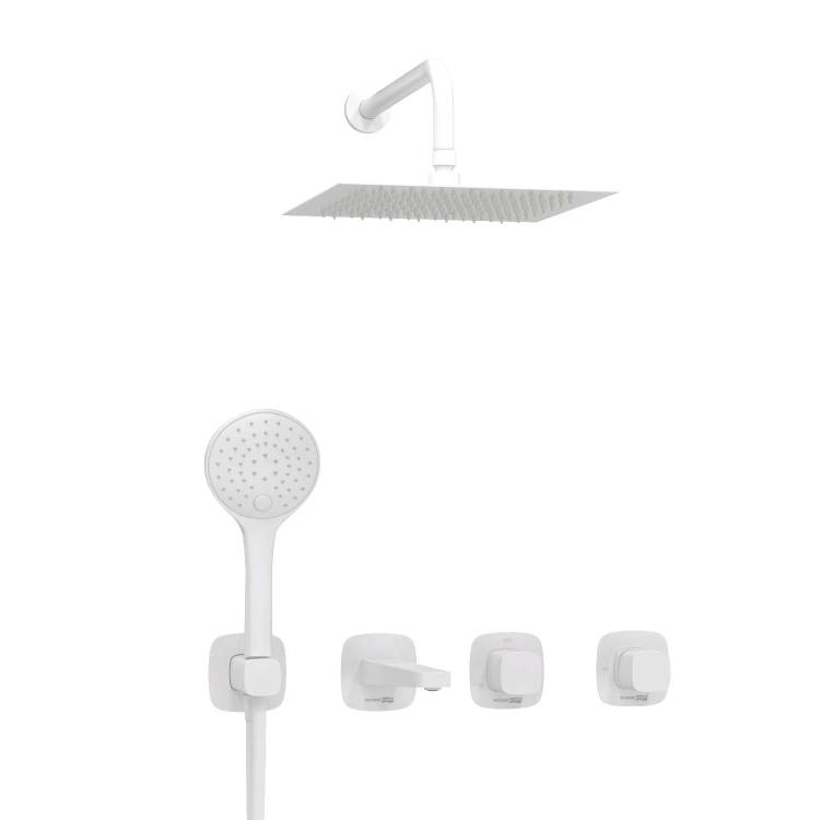 Душевой комплект Wasserkraft Saale A9551.267.316.146.254.328.156.155 с верхней душевой насадкой, белый, встраиваемый, с лейкой