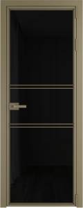Межкомнатная дверь Profil Doors 2 AX цвет профиля Шампань, стекло безопасное 6 мм черный триплекс 600x2000