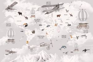 3D Фотообои Artegrafico «Детская карта над заснеженными вершинами» KID-215 канвас