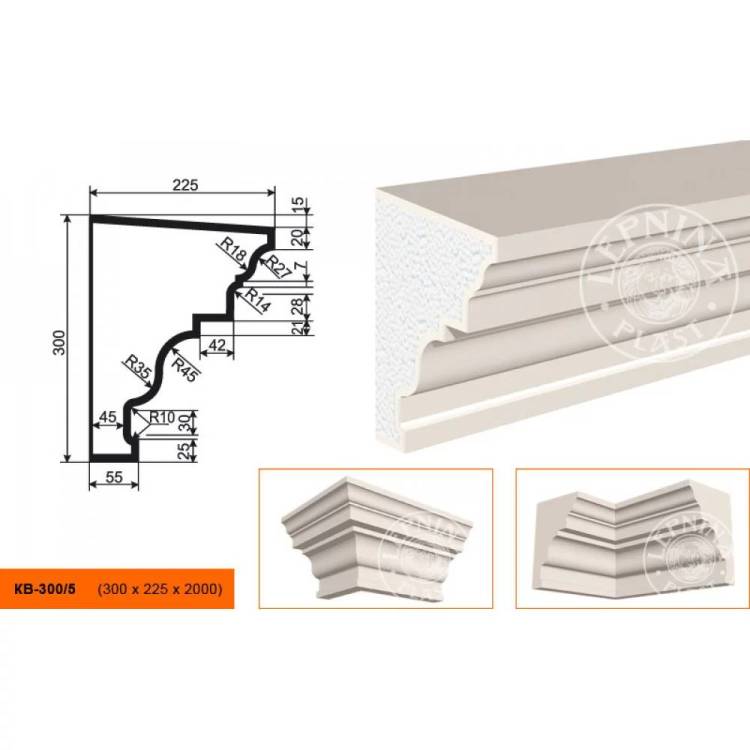 Карниз LepninaPlast КВ-300/5 200x22.5x30