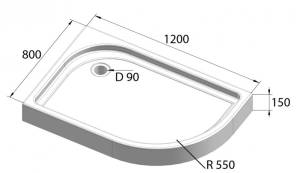 Поддон для душа BelBagno TRAY-BB-RH-120/80-550-15-W-L с сифоном, белый, 120x80