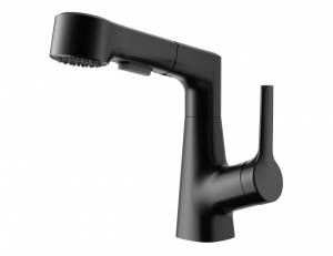 Смеситель для раковины Wonzon & Woghand WW-121B108-MB с выдвижным изливом, черный матовый