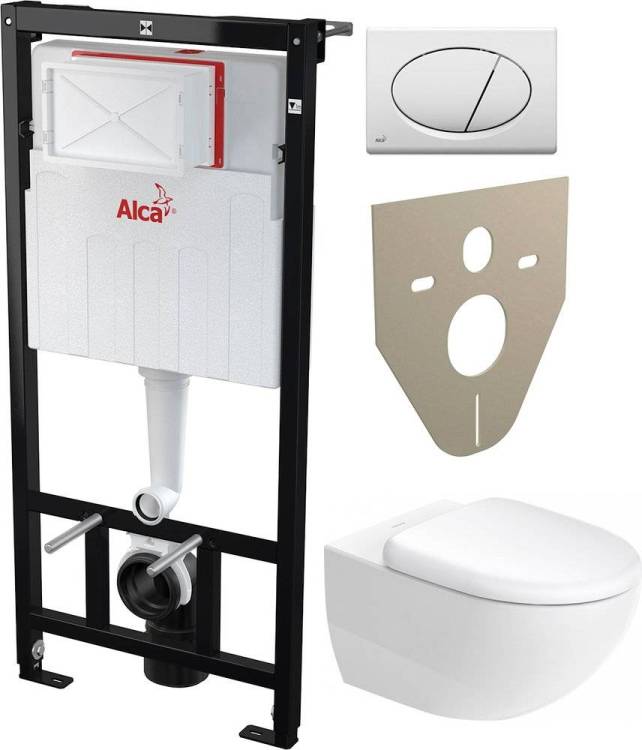 Комплект Унитаз подвесной Duravit Architec 45720900A1 + Система инсталляции для унитазов AlcaPlast Sadromodul AM101/1120-001 с белой кнопкой и шумоизоляцией