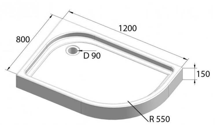 Поддон для душа BelBagno TRAY-BB-RH-120/80-550-15-W-L с сифоном, белый, 120x80