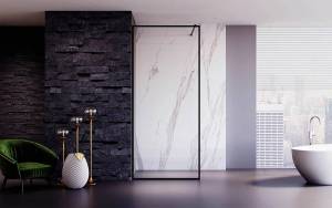 Душевая перегородка Veconi Korato KR81B-90-01-C4 профиль черный матовый, стекло прозрачное, 90x200
